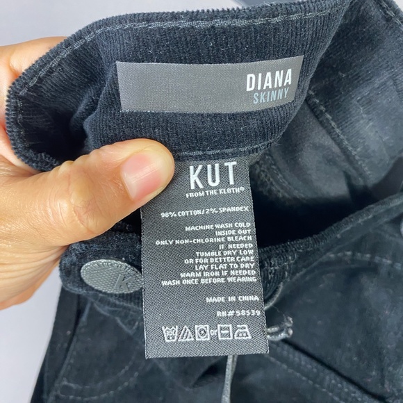 KUT FROM THE KLOTH Diana Stretch Corduroy Skinny Pants In Black Jm Size 2 - Picture 10 of 10